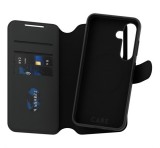 PANZERGLASS CARE TANGO TWO-IN-ONE tok álló, bőr hatású (FLIP, oldalra nyíló, wireless, kivehető telefonvédő) FEKETE Samsung Galaxy S25 (SM-S931)