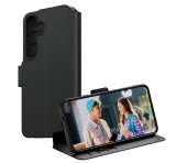 PANZERGLASS CARE WALLET tok álló, bőr hatású (FLIP, oldalra nyíló, asztali tartó, kameravédő) FEKETE Samsung Galaxy S25 (SM-S931)