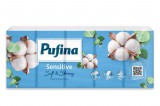 Papír zsebkendő, 3 rétegű, 10x10 db, PUFINA Sensitive (KHH876)