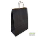 Papírtáska (sodrottfüles) 32 x 42 x 15 cm - fekete