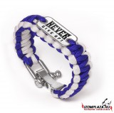 Paracord Never give up karkötő (kék-fehér)