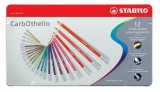 Pasztell ceruza készlet, kerek, fém doboz, STABILO CarbOthello, 12 különböző szín (TST14126)