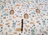 Pasztell süni - nyuszi mintás pamutvászon textil - 160 cm