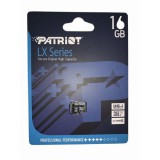 PATRIOT LX SERIES MICRO SDHC 16GB CL10 UHS-I U1 (80 MB/s olvasási sebesség)