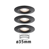 Paulmann 93084 LED Recessed Nova mini Coin beépíthető lámpa, kerek, fekete, 2700K melegfehér, Coin foglalat, 310 lm, IP23