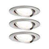 Paulmann 93465 Nova beépíthető lámpa, 84 mmx84 mm, kerek, 3db-os szett, billenthető, 3-step-dimming, szálcsiszolt, 2700K melegfehér, 3x GU10 foglalat, 460 lm, IP23