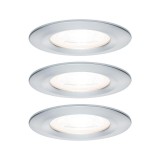 Paulmann 93480 Nova fürdőszobai beépíthető lámpa, 78 mmx78 mm, kerek, 3db-os szett, fix, 3-step-dimming, alumínium, 2700K melegfehér, 3x GU10 foglalat, 460 lm, IP44