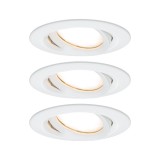 Paulmann 93682 Nova Plus fürdőszobai beépíthető lámpa, kerek, 3db-os szett, billenthető, fényerőszabályozható, fehér, 2700K melegfehér, 3x Coin foglalat, 425 lm, IP65