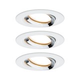 Paulmann 93686 Nova Plus fürdőszobai beépíthető lámpa, kerek, 3db-os szett, billenthető, fényerőszabályozható, króm, 2700K melegfehér, 3x Coin foglalat, 425 lm, IP65