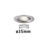 Paulmann 94294 Nova Mini beépíthető lámpa, kerek, billenthető, szálcsiszolt, 2700K melegfehér, Coin foglalat, 310 lm, IP23