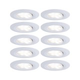 Paulmann 99924 Calla fürdőszobai beépíthető lámpa, kerek, 10db-os szett, fényerőszabályozható, billenthető, fehér, 4000K természetes fehér, beépített LED, 560 lm, IP65