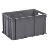 Pavoni Euro Műanyag Láda 600X400X320 mm, szürke, erősített alj, nyitott markolat