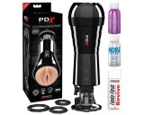 PDX Cock Compressor - szívó, vibráló punci maszturbátor (fekete)
