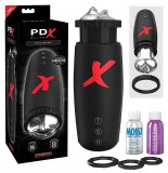 PDX Moto Bator - szívó, fel-le mozgó ajkak maszturbátor (fekete)