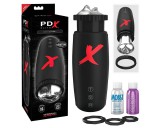 PDX Moto Bator - szívó, fel-le mozgó ajkak maszturbátor (fekete)