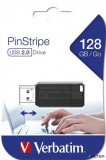 Pendrive, 128GB, USB 2.0, 10/4MB/sec, VERBATIM &#039;PinStripe&#039;, fekete