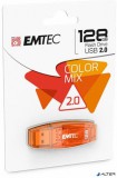 Pendrive, 128GB, USB 2.0, EMTEC "C410 Color", narancssárga
