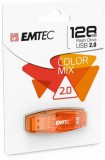 Pendrive, 128GB, USB 2.0, EMTEC C410 Color, narancssárga (UE128GC)