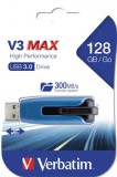 Pendrive, 128GB, USB 3.2, 175/80 MB/s, VERBATIM "V3 MAX", kék-fekete