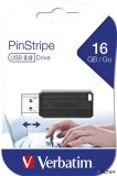 Pendrive, 16GB, USB 2.0, 10/4MB/sec, VERBATIM &#039;PinStripe&#039;, fekete