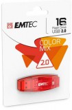 Pendrive, 16GB, USB 2.0, EMTEC C410 Color, piros (UE16GC)