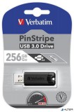 Pendrive, 256GB, USB 3.2, VERBATIM "Pinstripe", fekete
