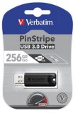 Pendrive, 256GB, USB 3.2, VERBATIM Pinstripe, fekete (UV256GPF3)