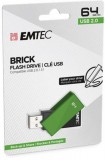 Pendrive, 64GB, USB 2.0, EMTEC C350 Brick, zöld (UE64GB)