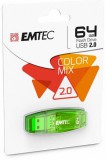 Pendrive, 64GB, USB 2.0, EMTEC "C410 Color", zöld