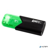 Pendrive, 64GB, USB 3.2, EMTEC 'B110 Click Easy', fekete-zöld