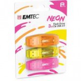 Pendrive, 8GB, 3 db, USB 2.0, EMTEC "C410 Neon", narancs, citromsárga, rózsaszín [3 db]