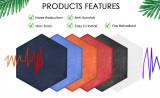 Perfect Acoustic Bilnora extra sűrű hatszögletű öntapadós akusztikus falpanel szobába 9mm vastag 50*50 cm - 08 kék