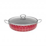 Perfect Home piros pöttyös zománcozott szeletsütő lábas 26cm+üvegfedő (13271)