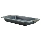 Perfect Home Tapadásmentes Tepsi szilikon füllel, 37 x 23 x 4 cm, Szürke