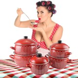 Perfect home Zománcozott edénykészlet 10 részes Pöttyös