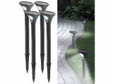 PERLA Földbe szúrható napelemes kerti lámpa hideg fehér fényű 4 darab mozgásérzékelős szolár lámpa
