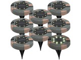 PERLA Napelemes térkő 8 darabos napelemes világítás 8 LED-del, meleg fehér fényű fénydekoráció