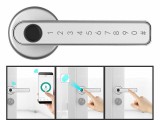 PERLA Okos ajtó kilincs ezüst intelligens kilincs ujjlenyomat leolvasóval, PIN-kóddal 35 - 55 mm ajtóhoz