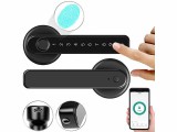 PERLA Okos ajtó kilincs fekete intelligens kilincs ujjlenyomat leolvasóval, PIN-kóddal 35 - 55 mm ajtóhoz