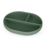 Petite&Mars Szilikon osztott ovális tányér, Take&Match, Misty Green, 6 hó+