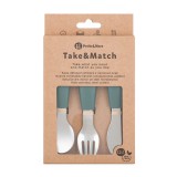 PETITEMARS Petite&Mars Rozsdamentes acél evőeszközkészlet Take&Match Misty Green 12m+