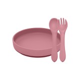 PETITEMARS PETITE&MARS Szilikon 2 részes étkészlet TAKE&MATCH tányér + evőeszközök Dusty Rose 6hó+