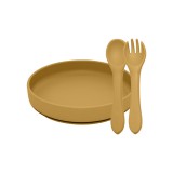 PETITEMARS PETITE&MARS Szilikon 2 részes étkészlet TAKE&MATCH tányér + evőeszközök Intense Ochre 6hó+