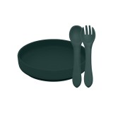 PETITEMARS PETITE&MARS Szilikon 2 részes étkészlet TAKE&MATCH tányér + evőeszközök Misty Green 6hó+