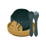 PETITEMARS PETITE&MARS Szilikon étkészlet TAKE&MATCH 4 db Misty Green - Intense Ochre 6hó+