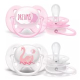 Philips Avent játszócumi ultrasoft 0-6hó lány Text 2db