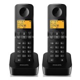 Philips d260 duo telefon készülék (vezeték nélküli, 2 kézibeszélő, kijelző, dect) fekete