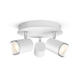 Philips Hue Adore fehér fürdőszobai mennyezeti spotlámpa, 3 spotfejjel, White Ambiance, 3x5W, 1050lm, 2200-6500K változtatható fehér, 3xGU10 LED fényforrás, IP44 + DimSwitch, 8719514340916