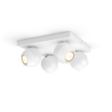 Philips Hue Buckram fehér spotlámpa, 4 spotfejjel, White Ambiance, 4x5,5W, 1400lm, 2200-6500K változtatható fehér, 4xGU10 LED fényforrás + DimSwitch, 8719514339149