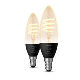 Philips Hue White Ambiance Filament E14 LED gyertya fényforrás dupla csomag, 2xE14, 4,6W, 350lm, 2200K-4500K változtatható fehér, 8719514411869